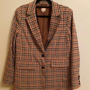 Pink Plaid Single-Breasted Blazer
